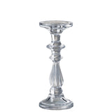 Bougeoir J-Line en verre transparent, vue latérale montrant la hauteur et la finition brillante