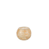 Bougeoir J-Line Mosaic Round en verre orange, vue de face