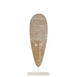 Masque J-Line sur pied en polyresine blanc et naturel, vue de face