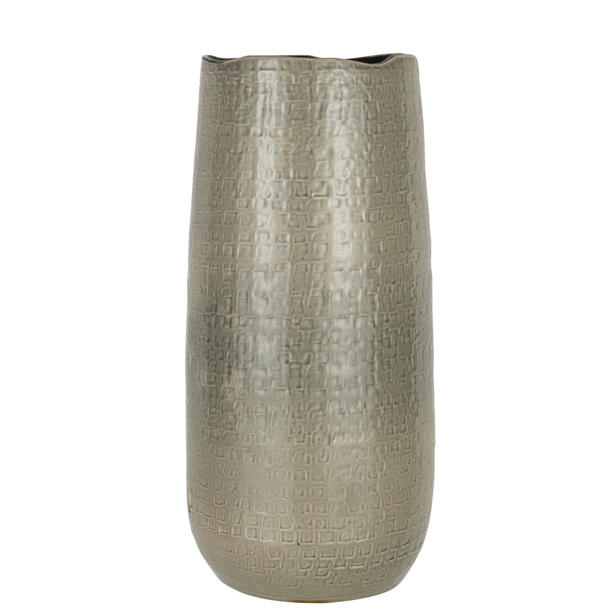 Vase Patroon J-Line en céramique gris clair, 50 cm de hauteur, design moderne.