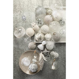 Boule de Noël Cœur en verre argenté et blanc de J-Line, présentée en boîte de 6