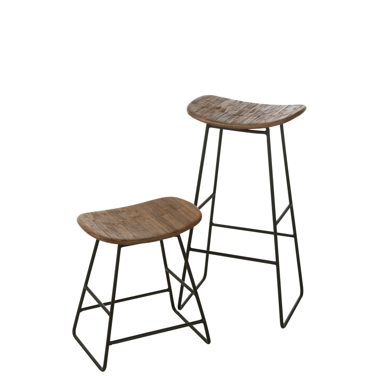 Chaise J-Line en teck recyclé, vue avant avec finition naturelle