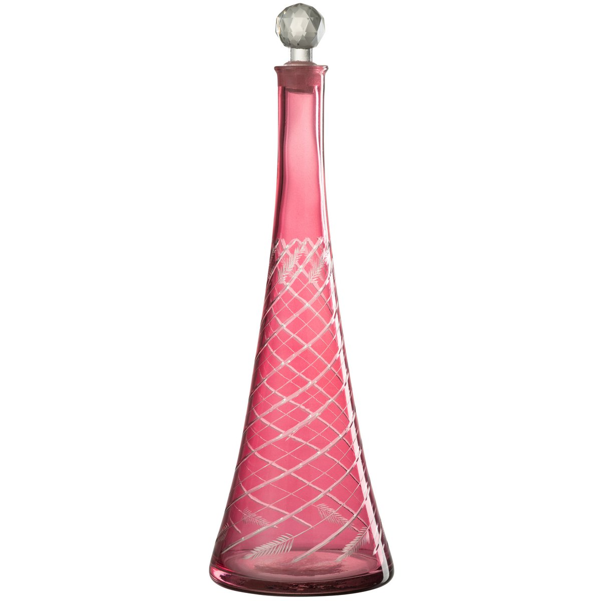 Carafe J-Line en verre rouge, vue de face, élégante et moderne