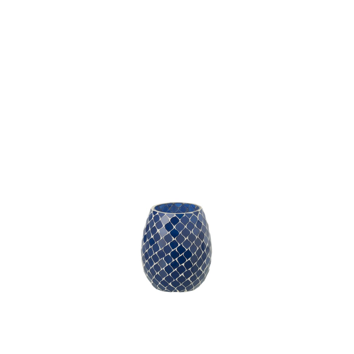Bougie parfumée J-Line Mia Mosaic en verre bleu avec une flamme délicate