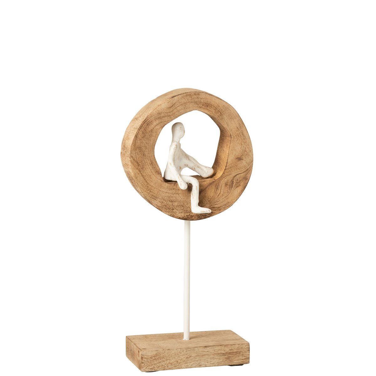 Figurine J-Line Thinker Ring en bois et aluminium, design moderne et épuré