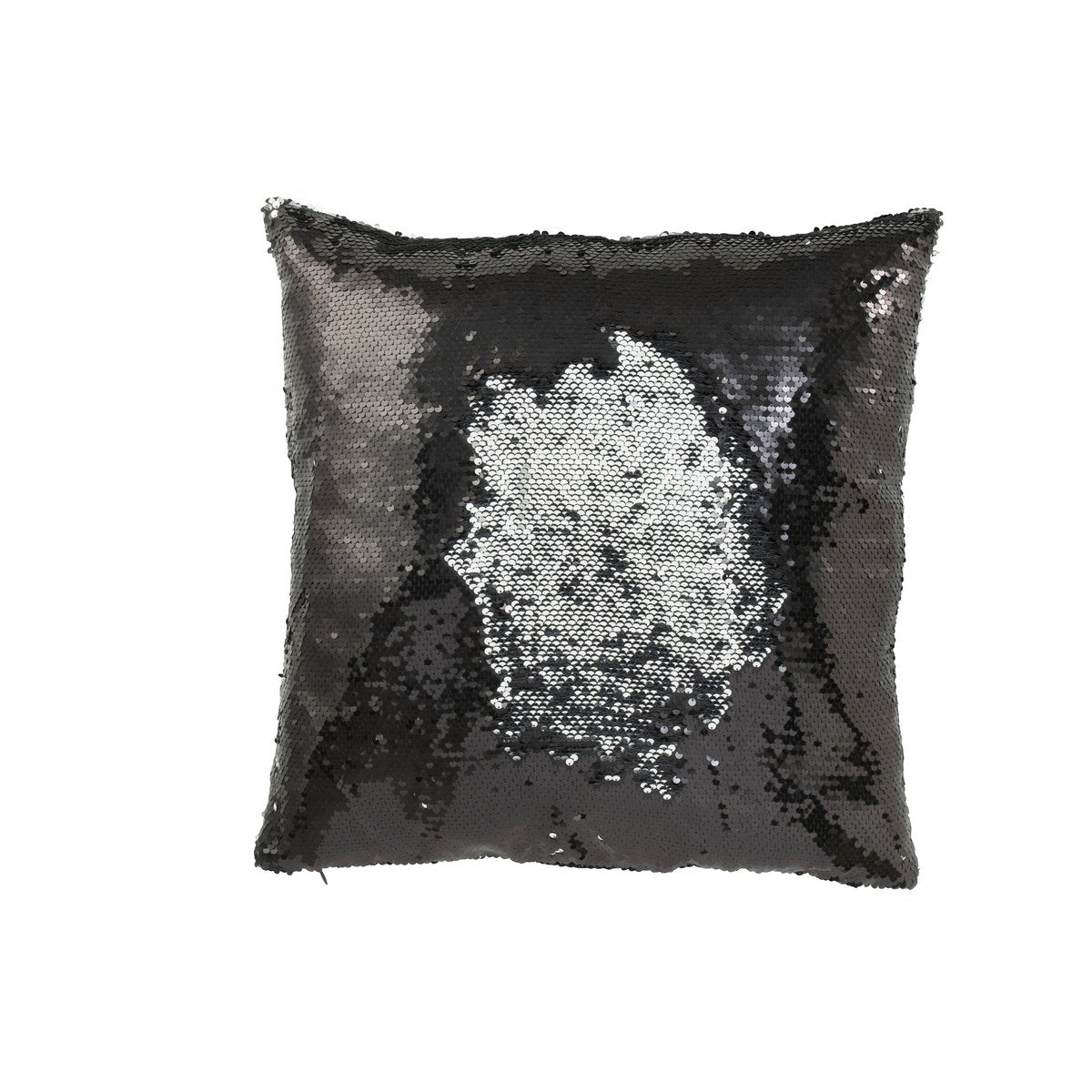Détail des paillettes du coussin J-Line Noir/Argent