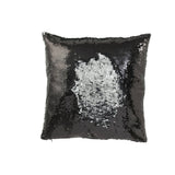 Détail des paillettes du coussin J-Line Noir/Argent