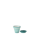Détail du pot Liline Aqua, céramique artisanale aux motifs colorés