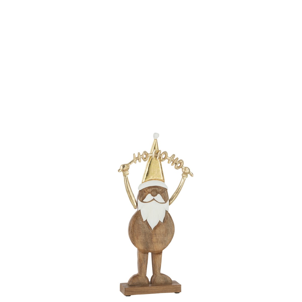 Figurine de Noël J-Line en bois doré, élégante et festive