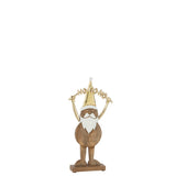 Figurine de Noël J-Line en bois doré, élégante et festive