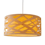 La lampe pendentielle "Finja" en plastique / holzimitation de couleur naturelle, avec version E27 et un Øvon 40 cm, éclairage pour le salon, la salle à manger ou le couloir.