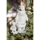 Figurine ours main dans la main en polyresine blanc et gris, vue de profil