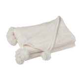 Plaid Pompon crème J-Line - vue d'ensemble