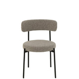 Chaise Bouclé J-Line vue de face, tissu gris et noir, design contemporain.