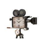 Horloge J-Line Klok Camera sur Tripod en métal noir, vue de face