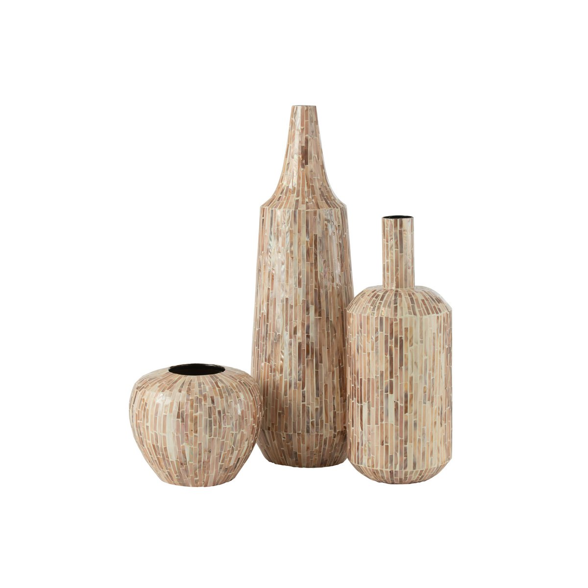 Vase Nuye Fles beige de J-Line, vue latérale montrant la hauteur de 72 cm