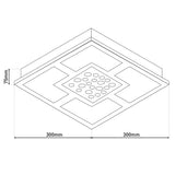 Le plafond LED "Chur" 30 x 30 cm, métalcolaire chom, verre satiné de pièce, LED intégrés, blanc chaud