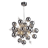 La lampe pendentielle "explosion" chromée en métal et en verre, versions G9, lampe suspendue pour salle à manger, salon, couloir ou bureau, Øca. 65 cm