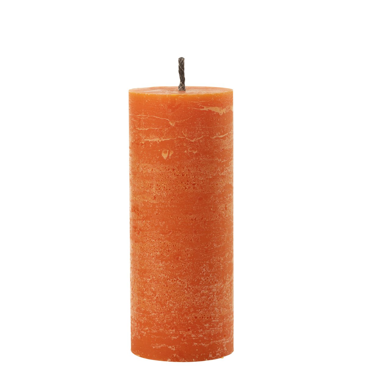 Détail de la bougie J-Line orange en paraffine, ambiance extérieure