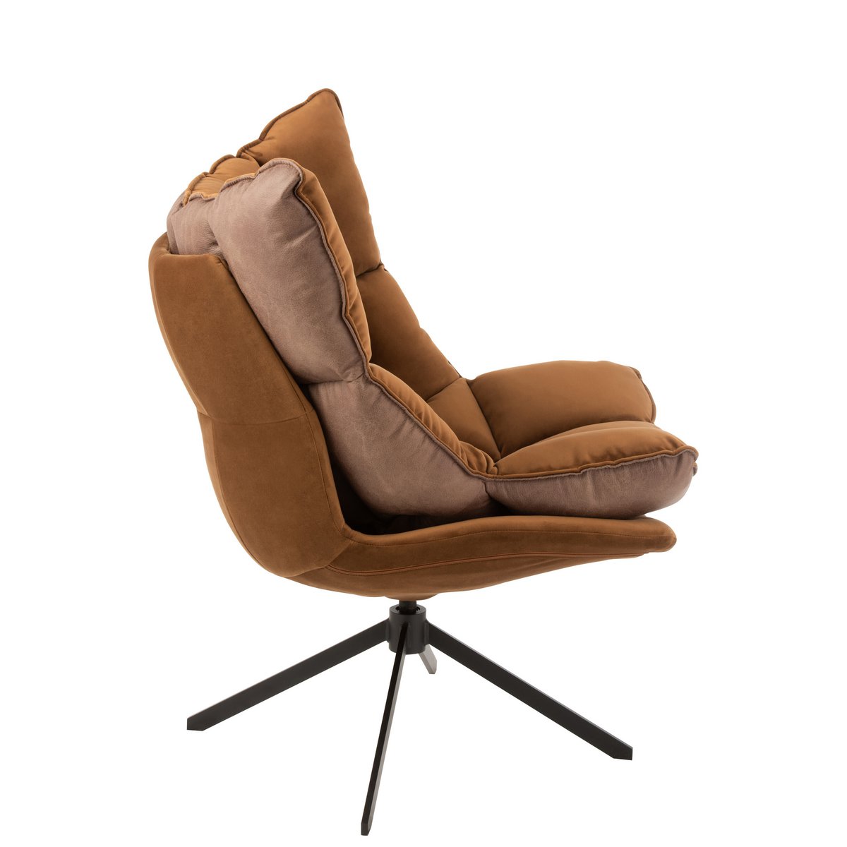 Chaise Relax J-Line avec coussin marron, vue latérale