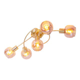 Le plafonnier / plafond "en laiton" Libby ", lampe au plafond classique en métal de couleur en laiton et en verre teinté en ambre, avec socket E14, pour salle à manger, salon, couloir ou bureau, 65,5 cm de long