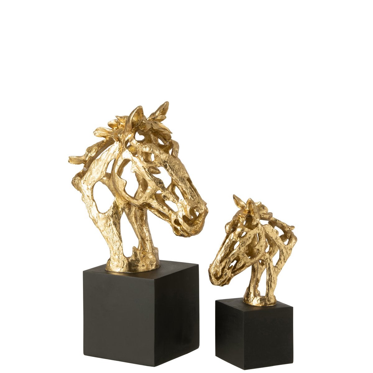 Figurine J-Line Cheval à Pied en polyrésine or et noir - Détail 2