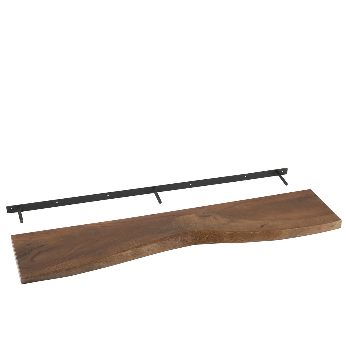 Détail de l'étagère murale J-Line en bois d'acacia, texture du bois