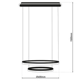 LED CCT Pendant Light "circulo" en métal noir et en plastique de couleur sable, avec LED intégrée et de nombreuses fonctions, Ø 60 cm, 150 cm de haut.