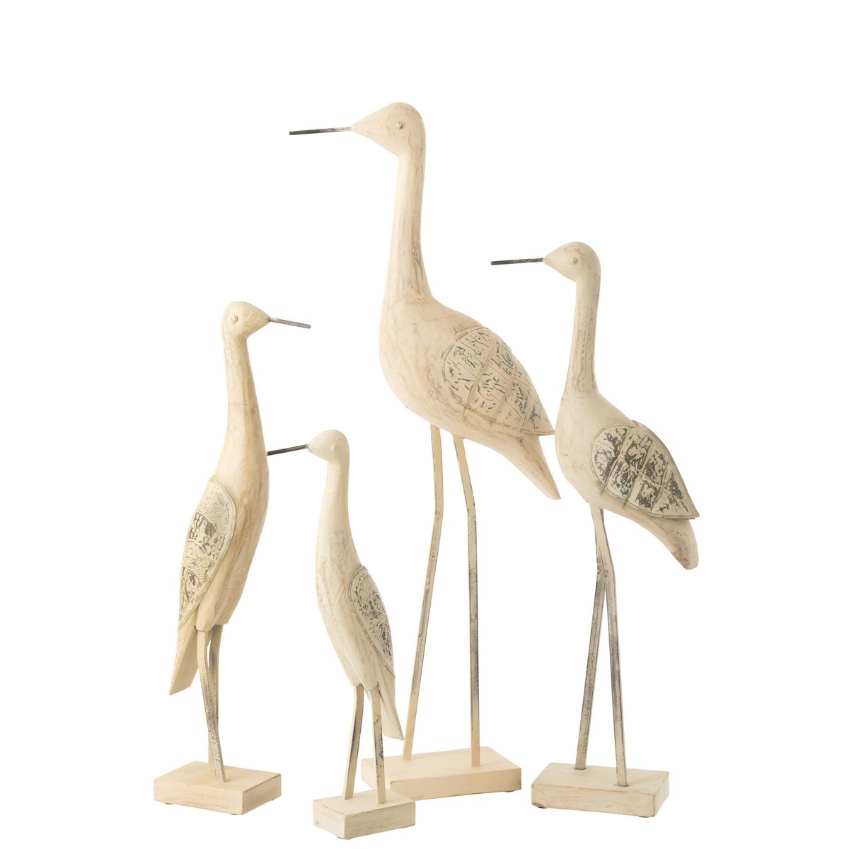 Décoration Oiseau J-Line en bois de manguier et métal, vue avant