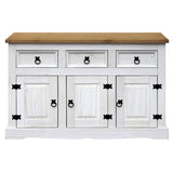 Buffet rustique en bois et métal avec finition blanche