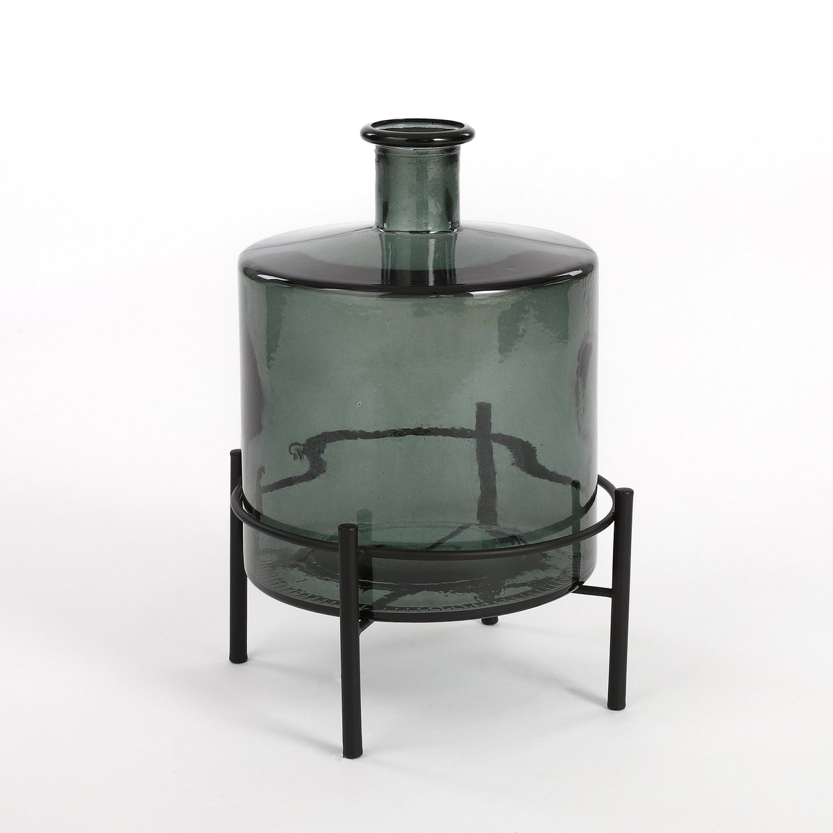 Vase en verre gris-vert, idéal pour une fleur ou une branche