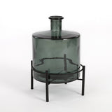 Vase en verre gris-vert, idéal pour une fleur ou une branche