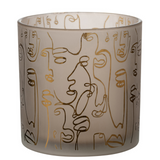 Lanterne J-Line Happy Faces en verre beige sur fond blanc