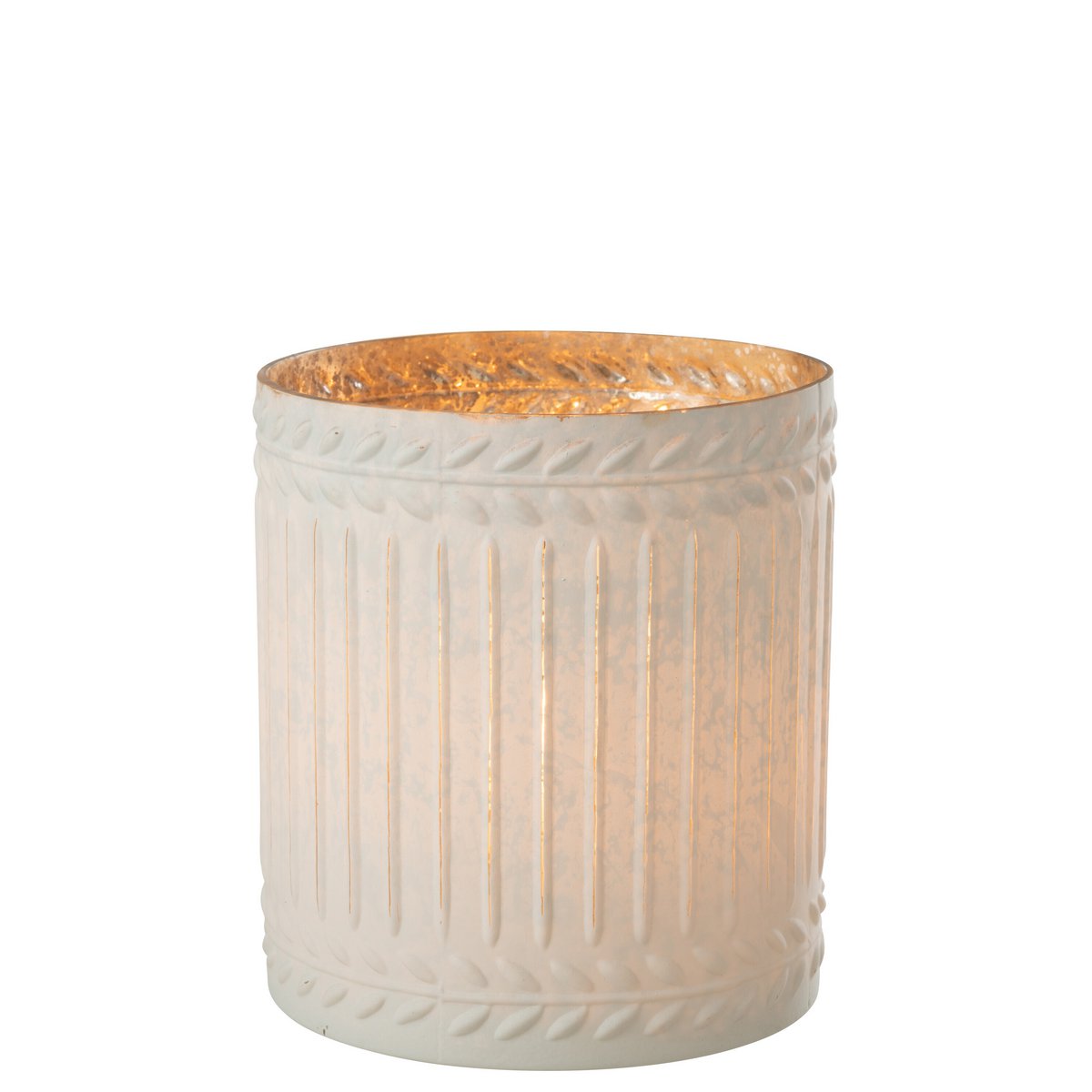 Détail du verre blanc du bougeoir J-Line Ezy, texture élégante