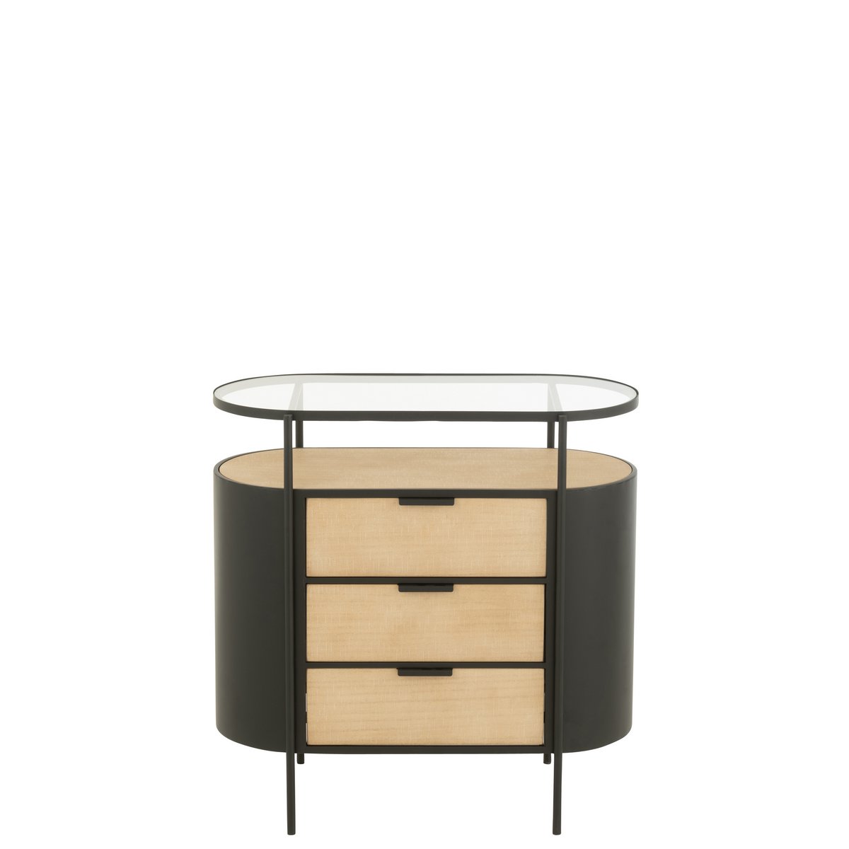Armoire J-Line Avy en métal noir avec finition naturelle