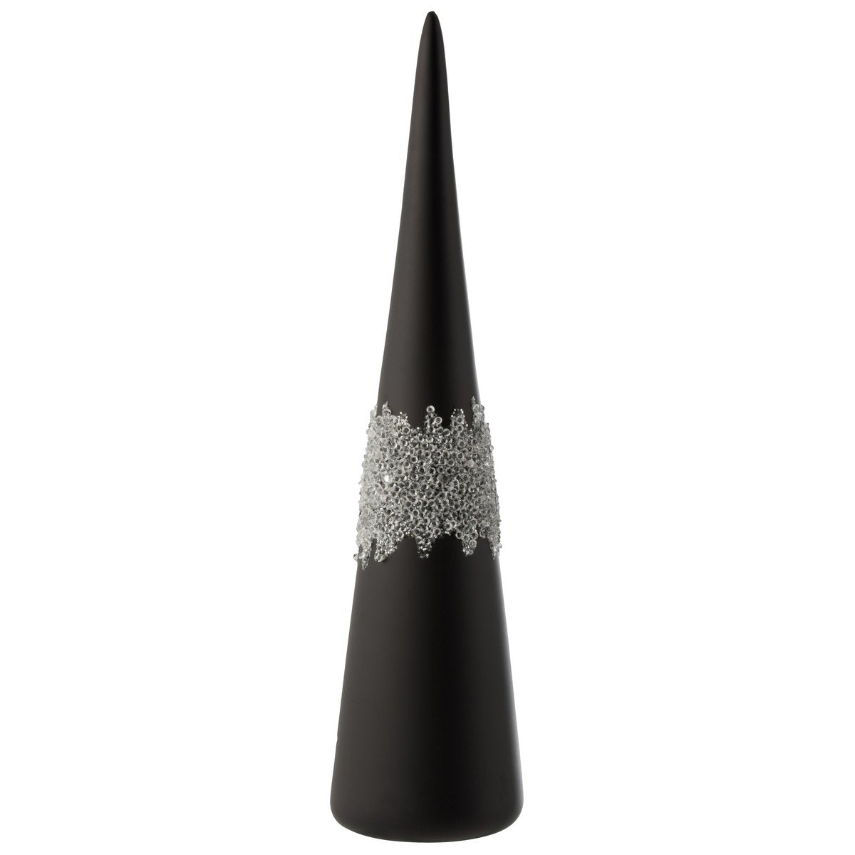 Cône Sucre Diamond Line en verre noir, grand modèle, vue de face