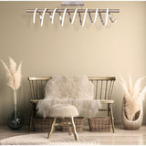 Plafond LED "Belleza", lampe à plafond en métal moderne et le plastique en nickel Matt et White, avec des LED fermement construites, 100 cm de long. L'éclairage idéal pour le salon, la salle à manger ou la cuisine.