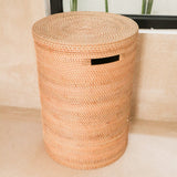 Panier à linge avec couvercle, panier de rangement en rotin SARI (2 tailles)