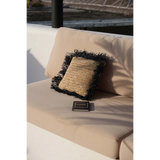 Housse de Coussin Carrée en Raphia - Noir Naturel - 40x40