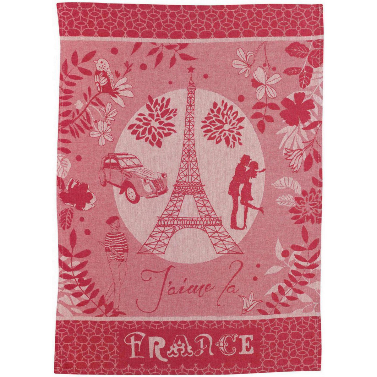 Torchon jacquard Tour Eiffel Rouge - élégant design avec la tour Eiffel