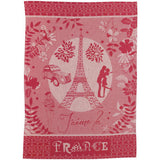 Torchon jacquard Tour Eiffel Rouge - élégant design avec la tour Eiffel