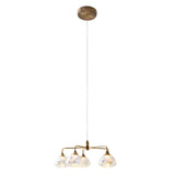 LED PENDANT LAMP 5-FLAME "Varna", lampe pendentielle en métal de couleur en laiton et en verre d'iris, LED fermement intégré, 50 cm de diamètre, éclairage élégant pour le salon, la salle à manger ou le couloir