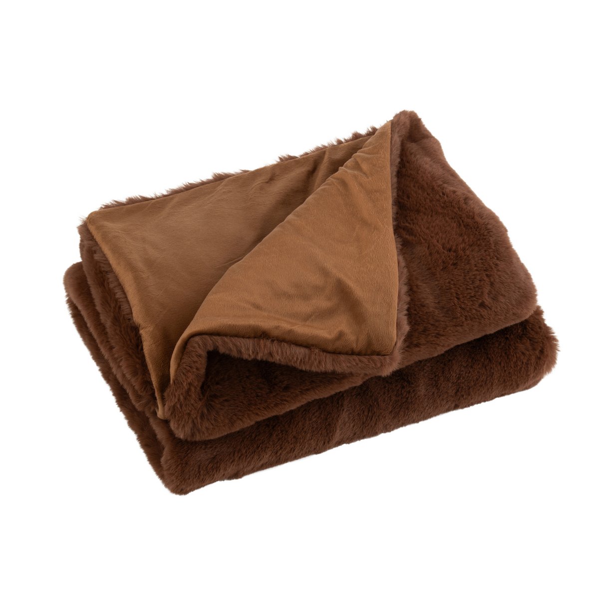 Plaid Cutie J-Line en polyester marron sur un canapé