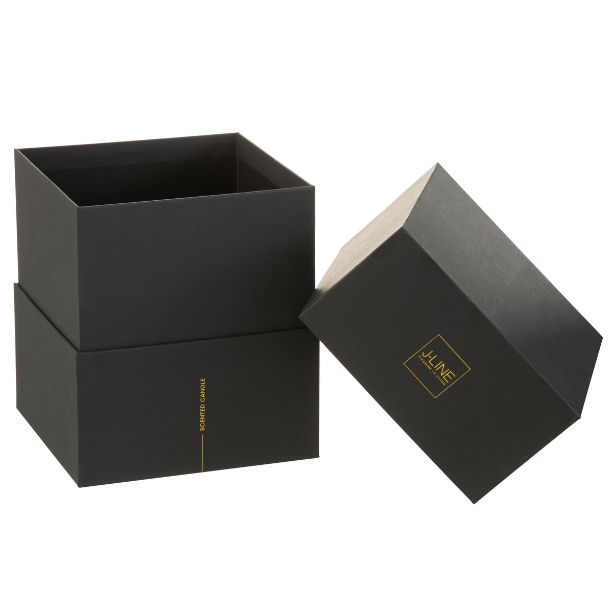 Bougie parfumée J-Line Luxuria sur une table élégante, ambiance cosy.