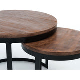 Table basse set de 2 table d'appoint table de salon ronde Austin structure métal argent antique ou noir