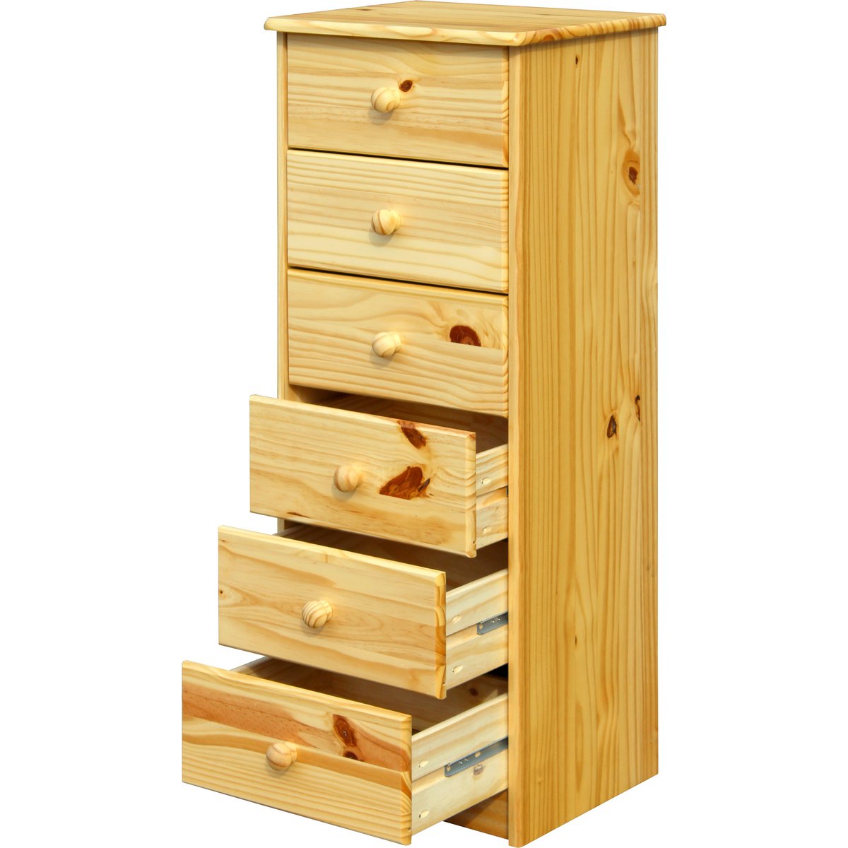 Détail des tiroirs de la commode en bois massif