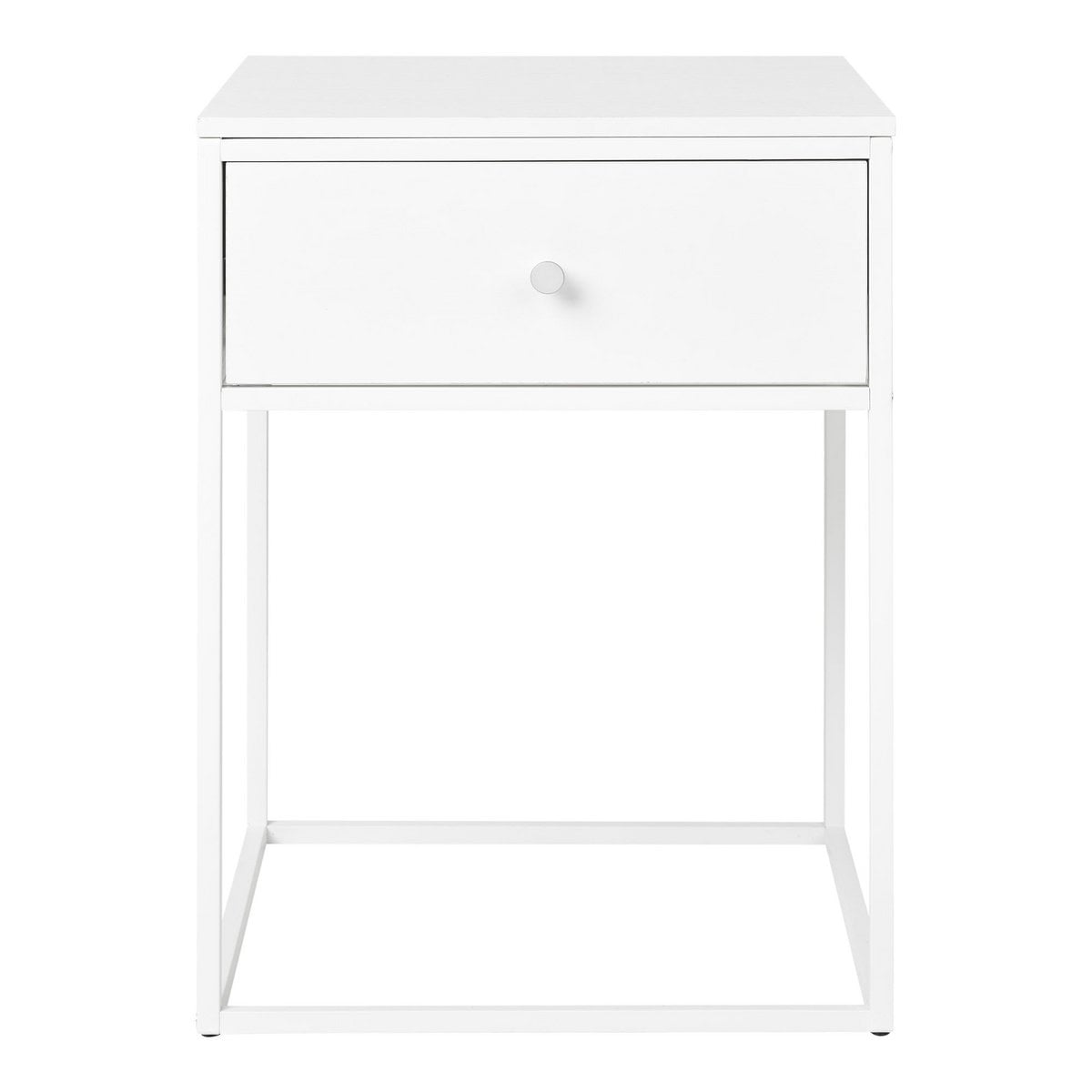 Table d'appoint Vita en acier blanc vue de face
