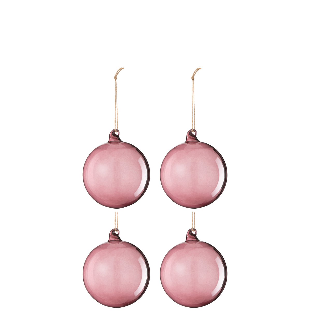 Boule de Noël J-line en verre mauve clair, petite taille, boîte de 4