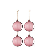 Boule de Noël J-line en verre mauve clair, petite taille, boîte de 4