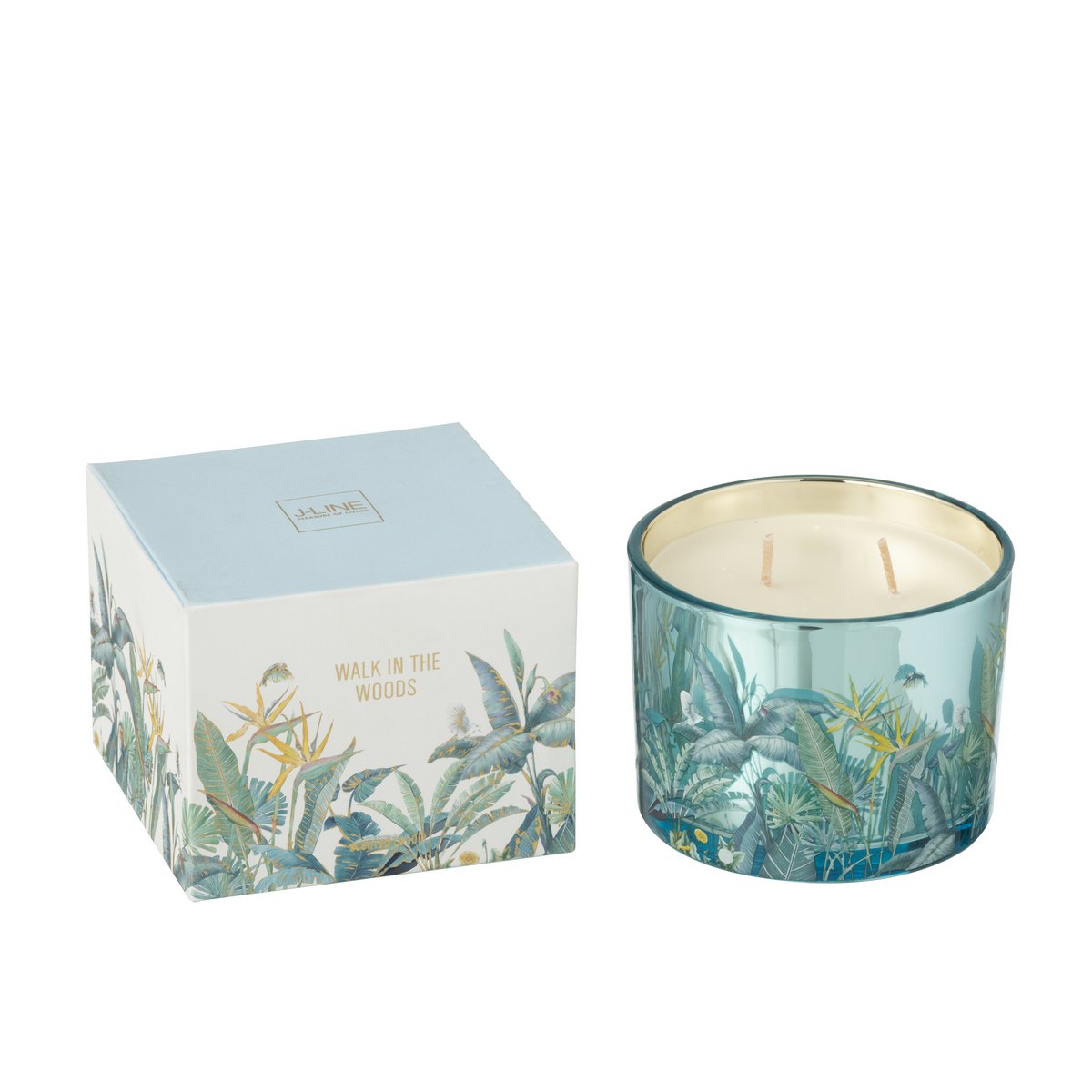 Bougie parfumée J-Line Walk In The Woods - vue de face, couleur bleue